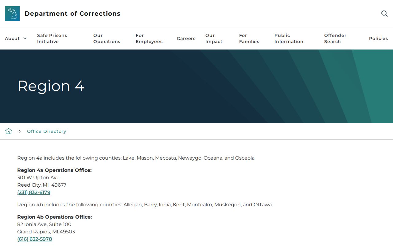 Ionia County parole and probation office directory