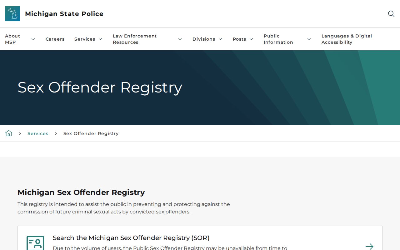 Michigan official registry photo source for limited Ionia County released mugshot searches